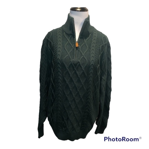 Crown & Ivy Men's Quarter Zip Cable Knit Sweater-Size Small NWT - Picture 2 of 8